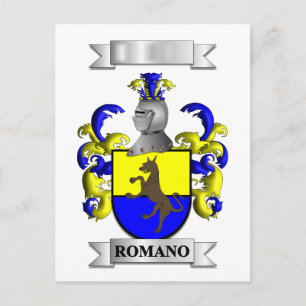 De Festividades Cartão Postal Sobrenome e Escudo da Família Romano