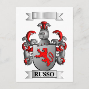De Festividades Cartão Postal Sobrenome e Escudo da Família Russo