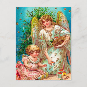 De Festividades Cartão postal Vintage Angel and Child Christmas H