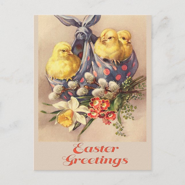 De Festividades Cartão postal vintage da Páscoa (Frente)
