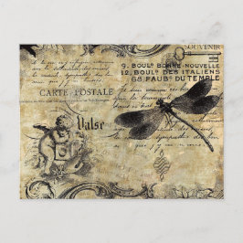 De Festividades Cartão postal - Vintage French Cherub Dragonfly
