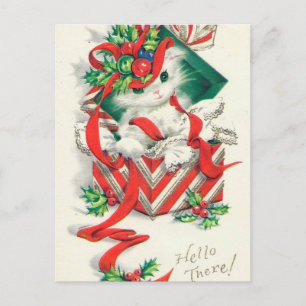 De Festividades Cartão postal Vintage retro cat Christmas Holiday