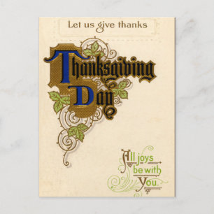 De Festividades Cartão postal Vintage Thankaction
