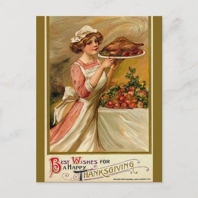 De Festividades Cartão postal Vintage Thankaction (Frente)