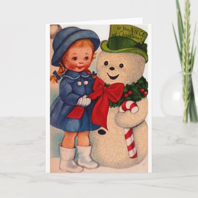 De Festividades Cartão retro do Natal para a sobrinha (Frente)