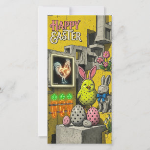 De Festividades Cartão Retro Feliz Páscoa