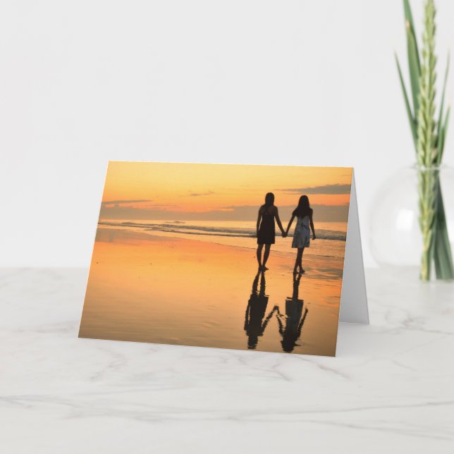 De Festividades Cartão Romântico - Meninas com Mãos ao Sol (Frente)