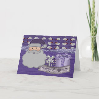 De Festividades cartão roxo do papai noel do Natal