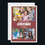 De Festividades Cartão Rustic Maroon Red Christmas Photo Collage<br><div class="desc">Envie seus desejos de feriado mais quentes com estilo com este Cartão de Foil de Natal de Mínimo Roteiro Vermelho. Sua design elegante apresenta um fundo vermelho ousado, acentuado por uma elegante cartaz, criando um olhar sofisticado, mas festivo. A escrita minimalista transmite o charme do eterno, fazer-o uma escolha versátil...</div>
