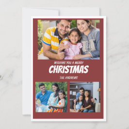 De Festividades Cartão Rustic Maroon Red Christmas Photo Collage