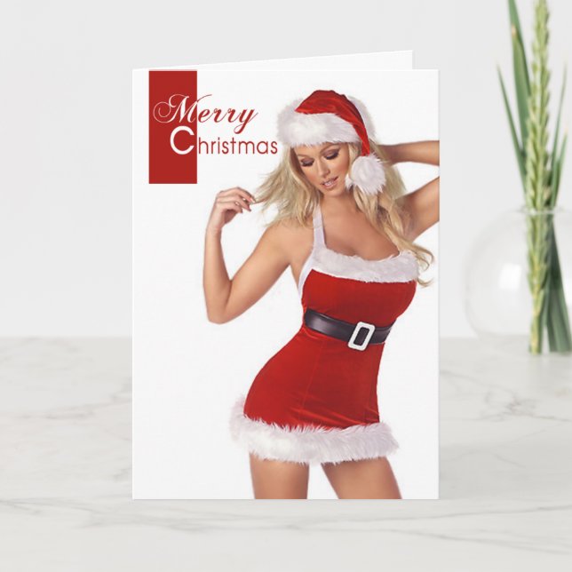 De Festividades Cartão sensual do Feliz Natal da mulher (Frente)