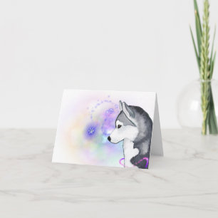 De Festividades Cartão Siberian Husky Winter Snow Flurry Note