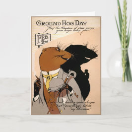 De Festividades Cartão Sombra Vintage do Dia da Marmota
