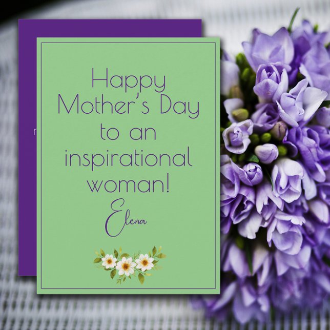 De Festividades Cartão verde da mãe das flores brancas da aquarela (Criador carregado)