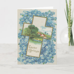 De Festividades Cartão Vintage da Páscoa Cruz Floral Bonito