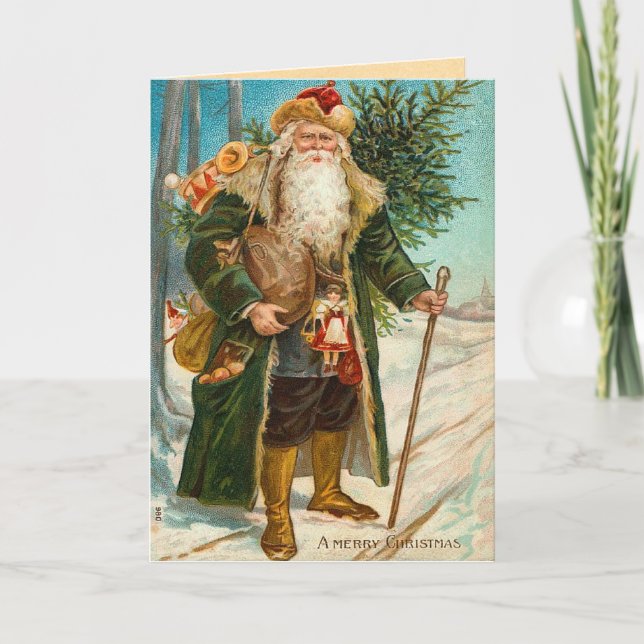 De Festividades Cartão Vintage Santa Claus (Frente)