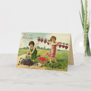 De Festividades Cartão Vintage Valentine Day Carretado com Amor