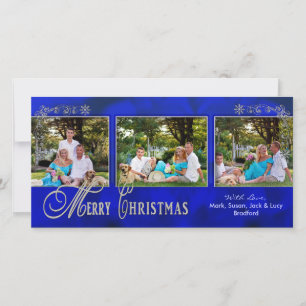 De Festividades CHRISTMAS 4 X 8 CARTÃO COM FOTOS - Ornamentado azu