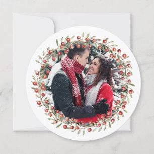 De Festividades Christmas Berry Wreath Cartão redondo