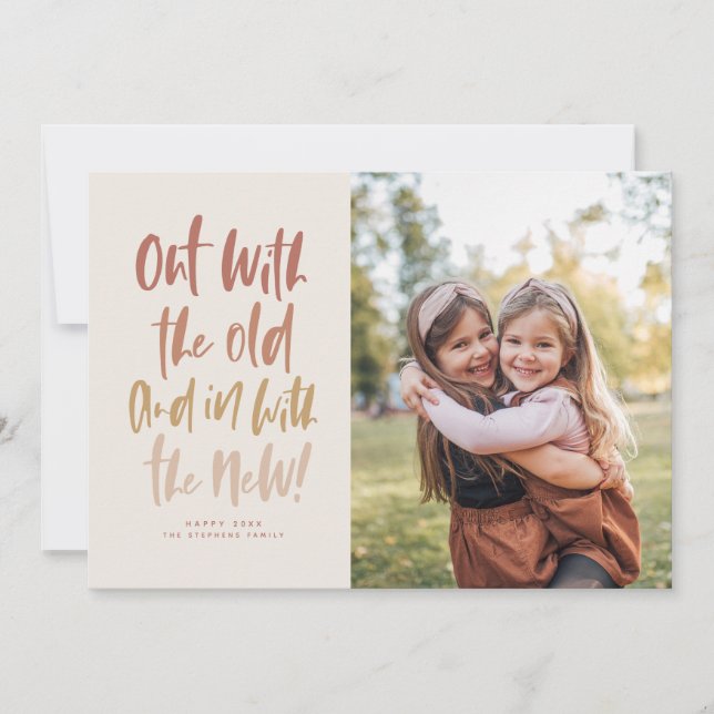 De Festividades Com o novo cartão com fotos feliz ano novo moderno (Frente)