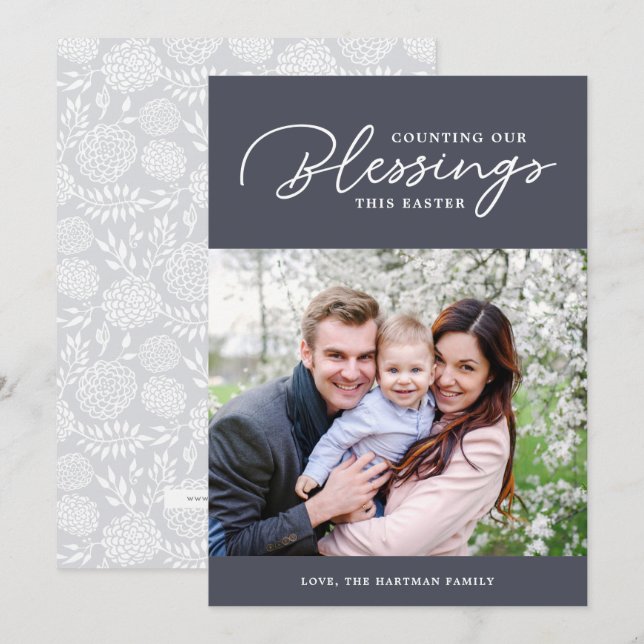 De Festividades Contando nossas Bênçãos | Cartão com fotos páscoa  (Frente/Verso)