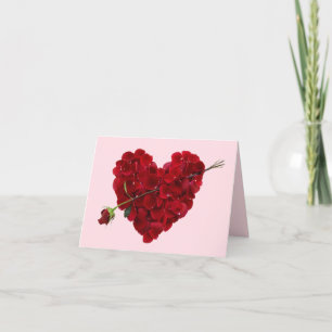 De Festividades Coração perfeito da rosa vermelha com cartão da