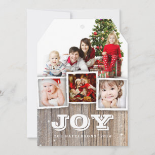De Festividades Country Rustic Wood Christmas JOY Cartão com foto