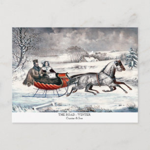 De Festividades Currier & Ives - Cartão postal - A ESTRADA - WINTE