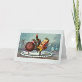 De Festividades Da "comida do Natal dança!" Cartão do vintage