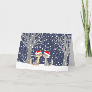 De Festividades Dois lobos no cartão do Natal do inverno