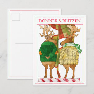 De Festividades DONNER BLITZEN Cartão Postal