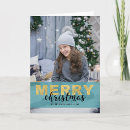 De Festividades Dourado Natal Azul Moderno - Cartão com fotos