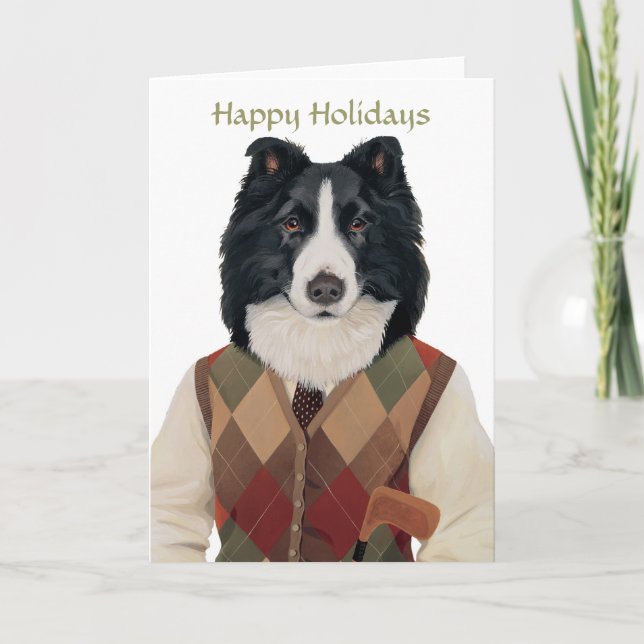 De Festividades DR132 border collie, boas festas cartão (Frente)