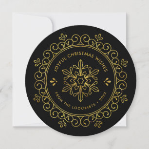 De Festividades Elegante Faux Foil Frame Round Holiday Cartão com
