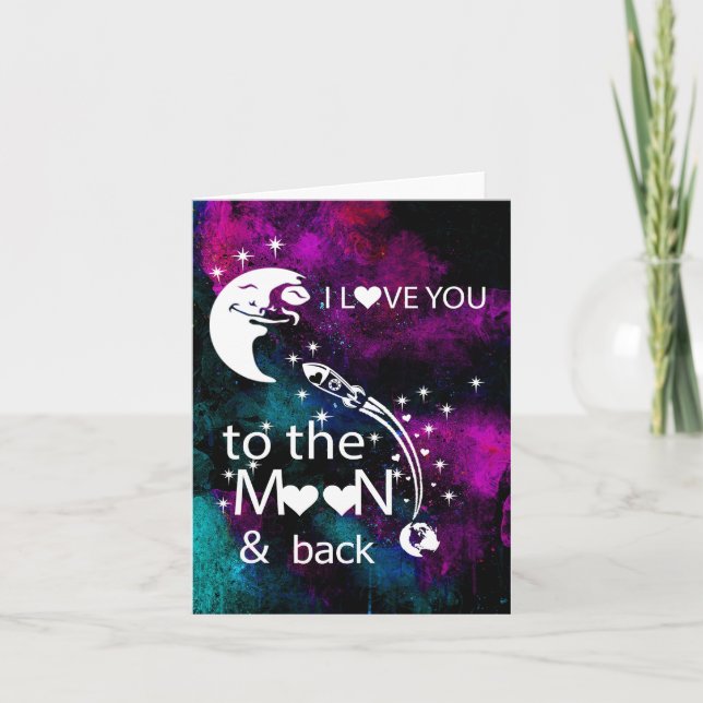 De Festividades Eu te amo ao cartão lua e traseira (Frente)