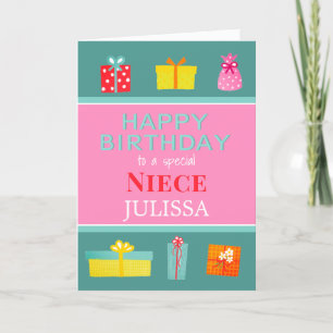De Festividades Feliz Aniversário - Niece - Cartão Personalizado
