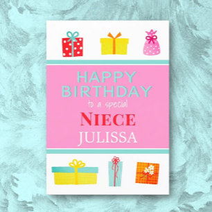 De Festividades Feliz Aniversário - Niece - Cartão Personalizado