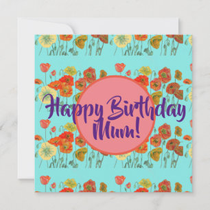De Festividades Feliz Aniversário Poppy floral senhoras Mãe Cartão