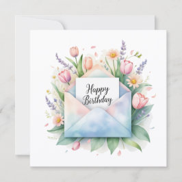 De Festividades Feliz aniversário & tulipas. Cartão