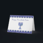 De Festividades Feliz Cartão Irmã Hanukkah<br><div class="desc">Cartão de Hanukkah para irmã com menorah e fronteira de estrelas de cima e de baixo.</div>