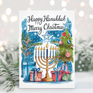 De Festividades Feliz Hanukkah Feliz Natal Cartão
