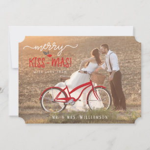 De Festividades Feliz Kiss-Mas Vintage Feriado Novo Cartão com fot