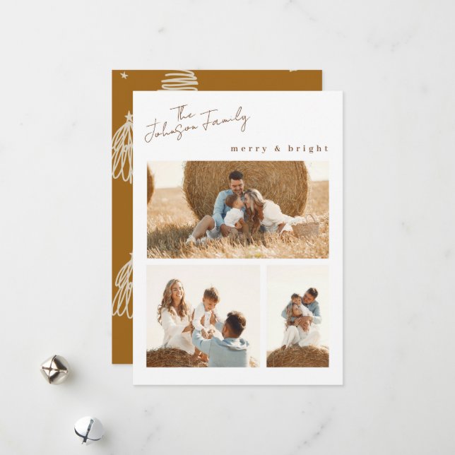 De Festividades Feliz moderna e Cartão com fotos brilhante da famí (Frente/Verso In Situ)