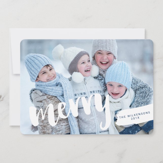 De Festividades Feliz moderna - Letra Pincel Cartão com fotos Feri (Frente)