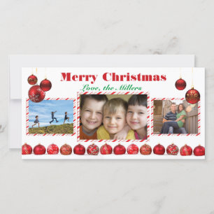 De Festividades Feliz Natal - Bolas Vermelhas - Cartão com fotos