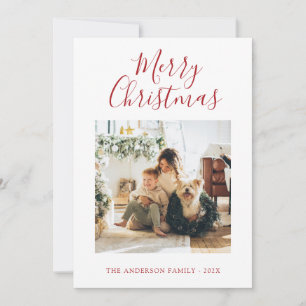 De Festividades Feliz Natal do Cartão com fotos Vermelho Minimalis