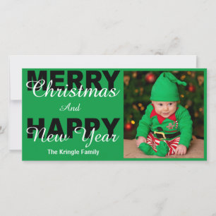 De Festividades Feliz Natal e Cartão com fotos Verde Feliz ano no