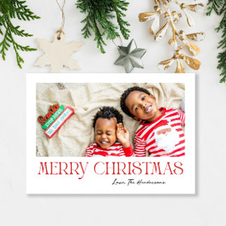 De Festividades Feliz Natal em Vermelho - cartão com fotos minimal