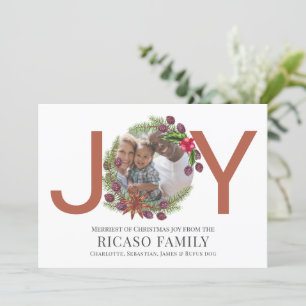 De Festividades Feliz Natal Joy Wreath Cartão com fotos