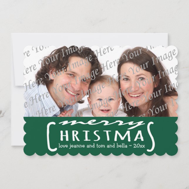 De Festividades Feliz Natal Personalizado Cartão com fotos Verde (Frente)